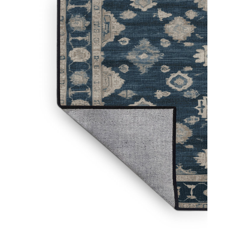 Machine Washable Overdyed Gray Area Rug, Round 6'