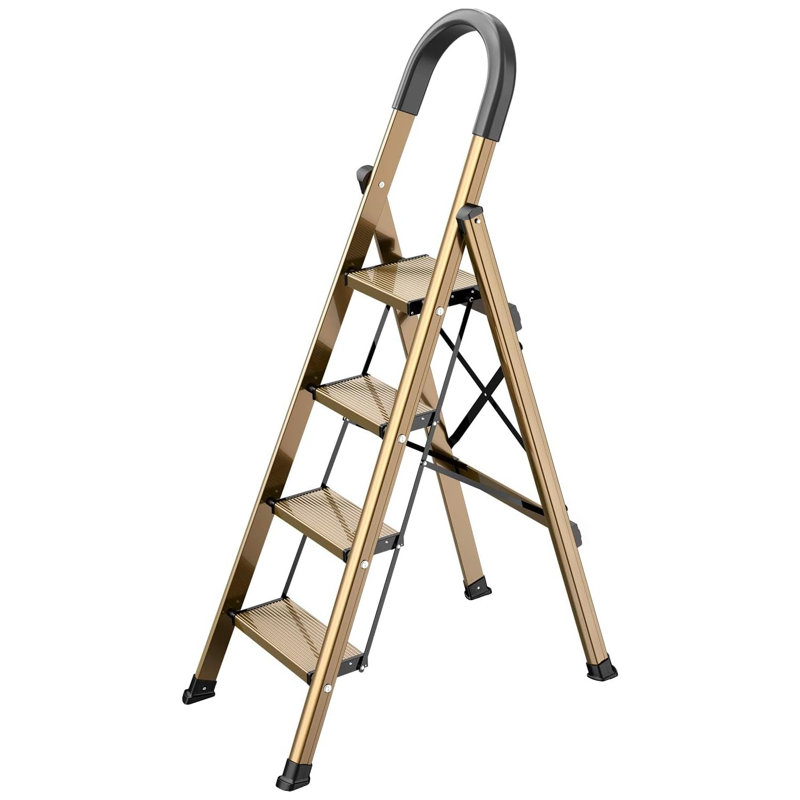 4 Step Ladder With Handrails, Folding Step Stool, 330 Lbs Capacity