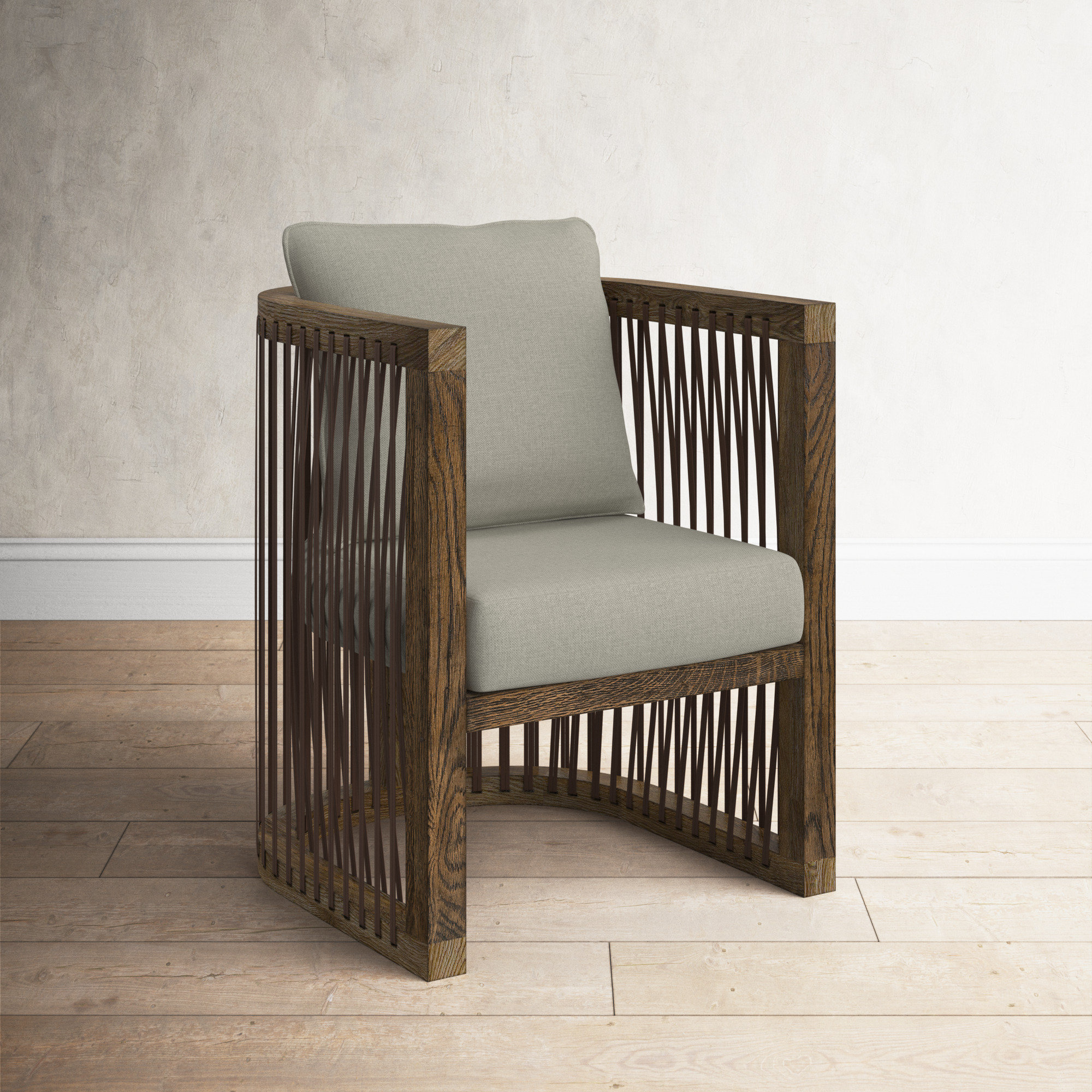 Sinbad Upholstered Accent Chair, Beige Linen Blend
