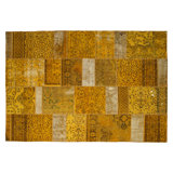 Wool Patchwork Area Rug in Yellow
