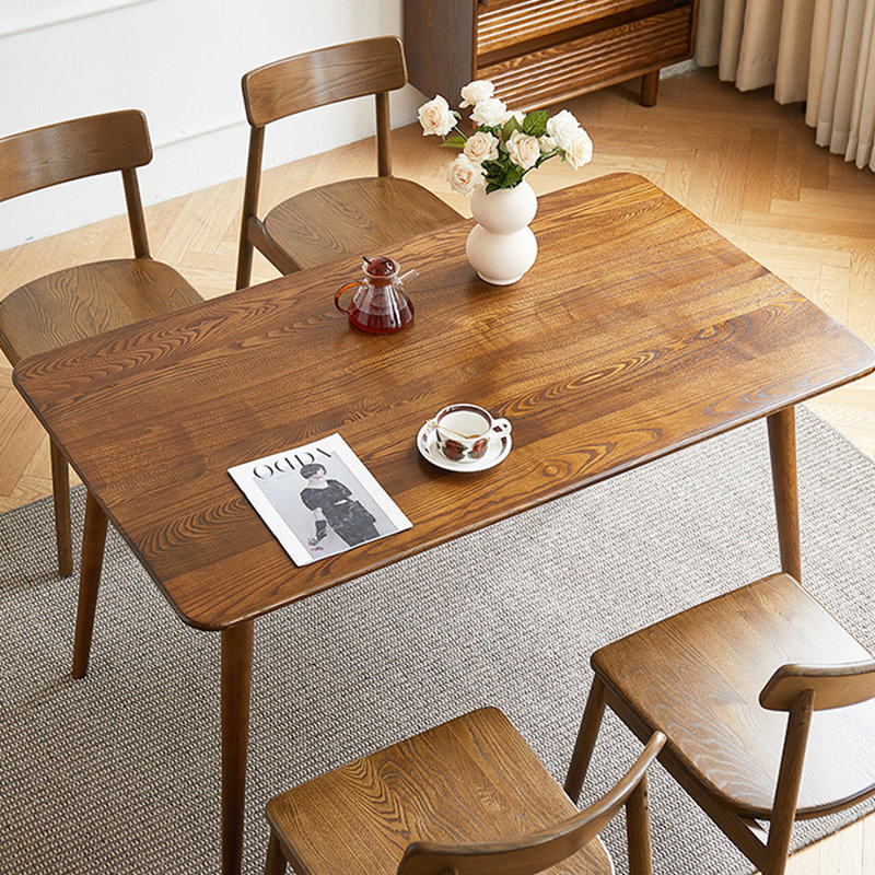 Brown Rectangular Solid Dining Table For Dining Room/Kitchen, 29.53"H x 57.09"L x 31.5"W