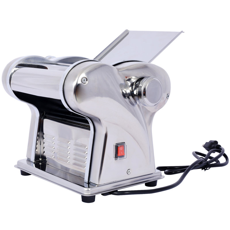 Machine à pâtes électrique Machine à faire les nouilles Machine à pâtes Rouleau à pâte Épaisseur réglable en acier inoxydable US 110 V 135 W 2 pales Type 1,5 mm Nouilles rondes + 4 mm Nouilles plates