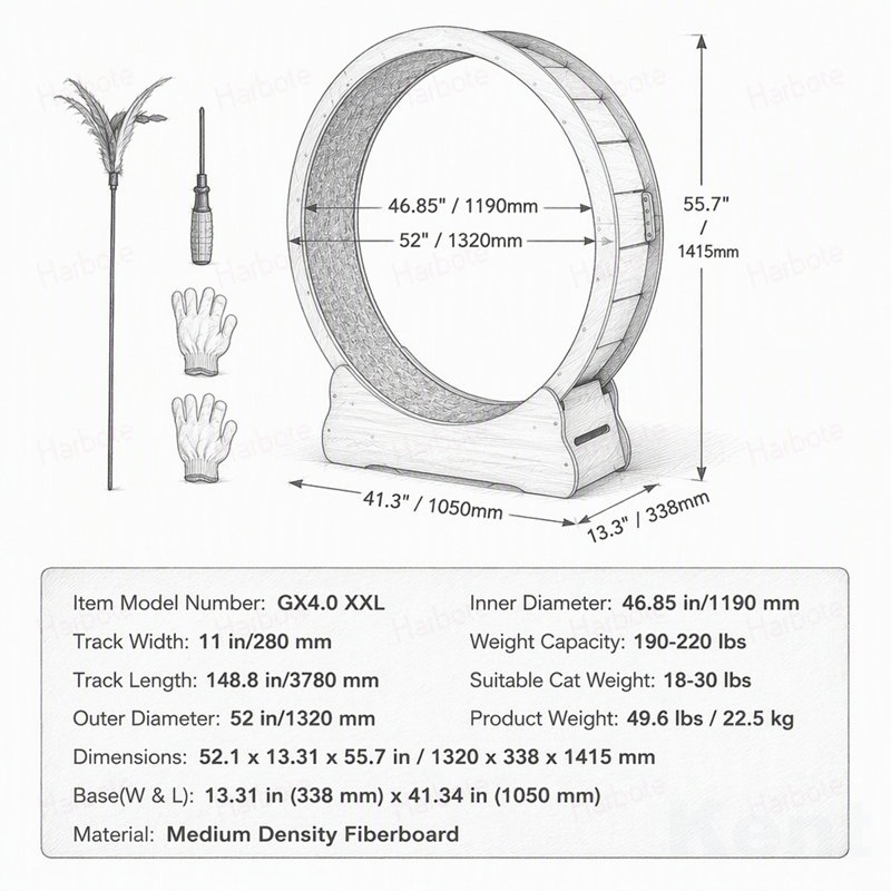 Roue d'exercice en bois pour chat, grande roue de tapis roulant pour chats d'intérieur