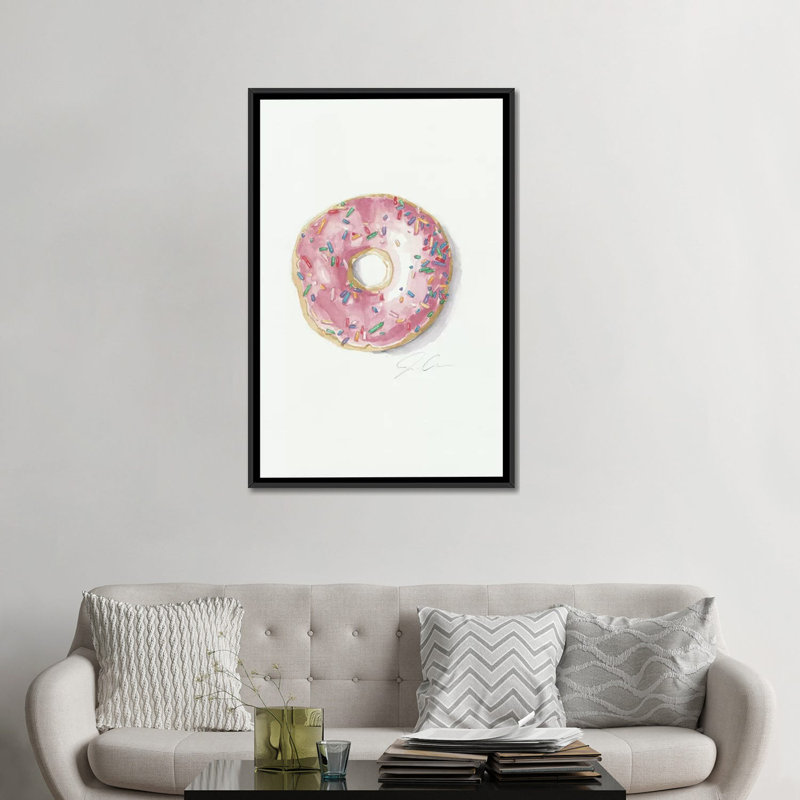« bouée inquiéter, be happy »-impression sur toile tendue, Toile avec cadre noir, Pas de tapis, H 48 po x l 32 po x P 1,5 po