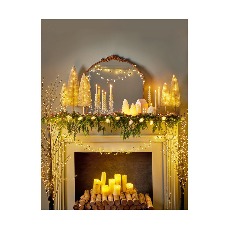 Snowy Pine Tree Led Candle Large