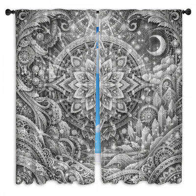 Intricate Mandala Illustration Window Curtains Mandala Sheer & Room Darkening - 2 Panels
