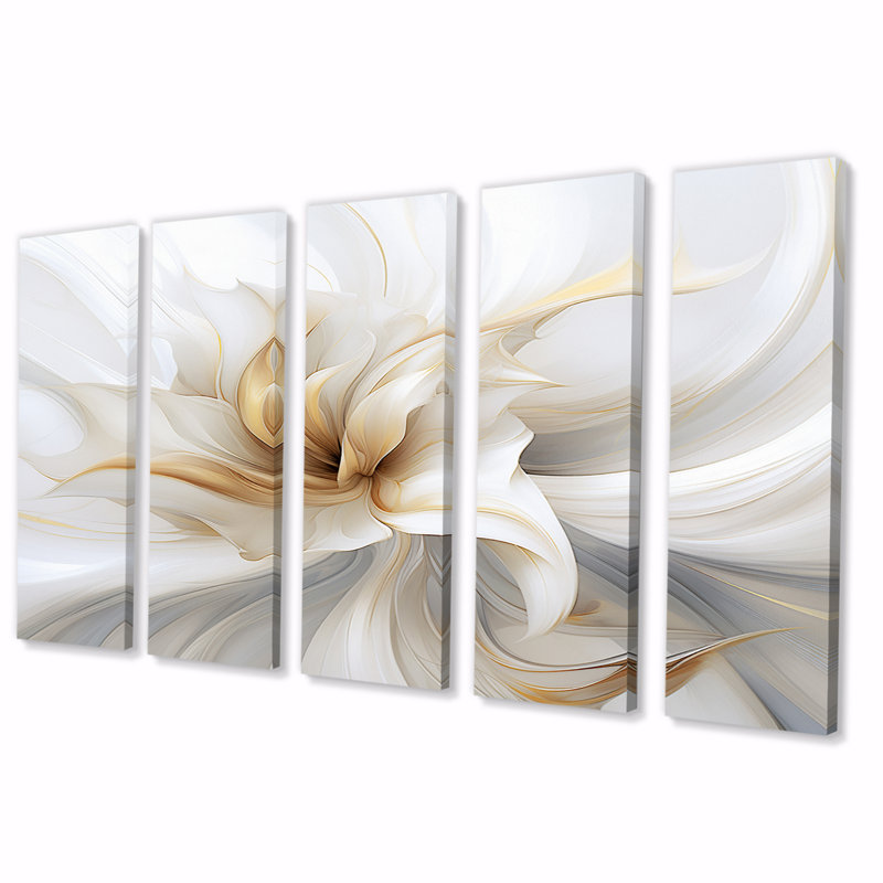 «Fractal Flower Tender White Sens sensibilité II» sur toile, reproduction de 5 pièces