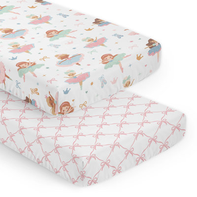 Ballerina and Ballet Bows Fitted Crib Sheets Set of 2