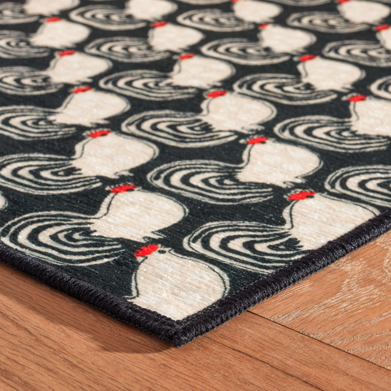 Cockadoodledoo Multi Machine Washable Rug, Rectangle 5' x 8'
