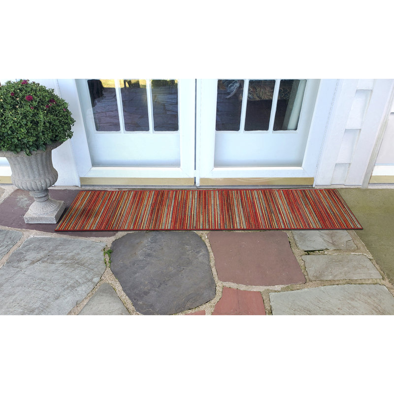 Tapis safran intérieur / extérieur Waller, Tapis de couloir : 1 pi 11 po x 7 pi 6 po