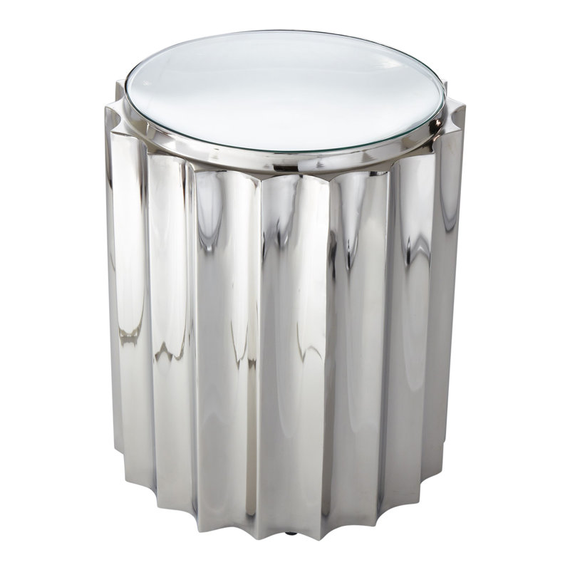 Fluted Column Table-Nickel, Nickel