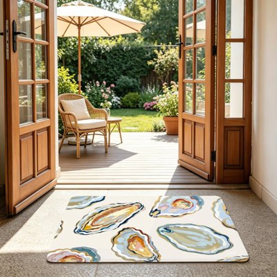 Watercolor Oyster Shell Floor Mat 24 x 36 in for Entrance Porch
