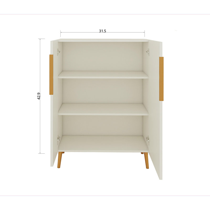 Modern White Sideboard Cabinet With Gold Handles For Kitchen