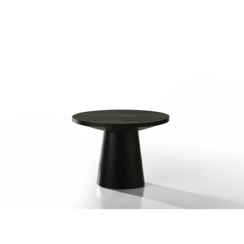 Table de bout ronde en ébène noire 22 po x 15 po H avec motif de grain de bois naturel attrayant