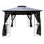 Pavillon de jardin 10X10 avec toit et filet amovible pour profiter de la terrasse du jardin - Écran de toit gris à deux niveaux spacieux