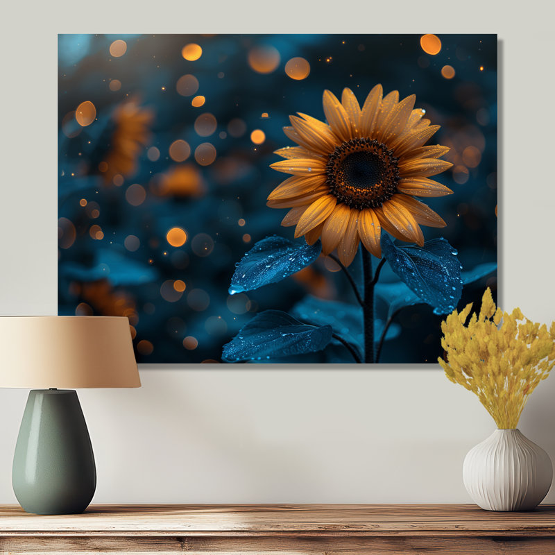Décoration murale tournesol jaune bleu Nocture Nirvana, Métal métal, H 12 po x l 20 po x P 1 po