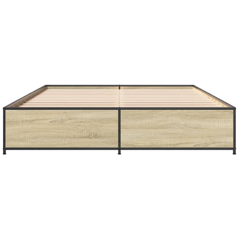 Vidaxl Bed Frame And Metal, Small Double (4'), Sonoma Oak