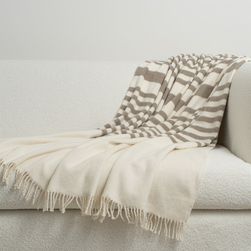 Nona Throw Blanket, Cream;Taupe