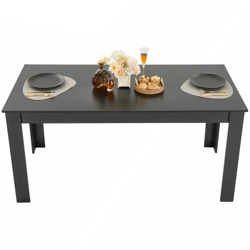 Table de cuisine rectangulaire en bois spacieuse et durable de 63 po pour 4 à 6 personnes