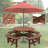 8 Person Wooden Picnic Table, Outdoor Camping Dining Table With Seat, Garden, DIY W/ 4 Built-In Benches, 2220Lb Capacity-143018214