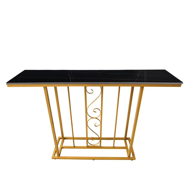 Stringtown 30cm Stone Top Console Table, Black