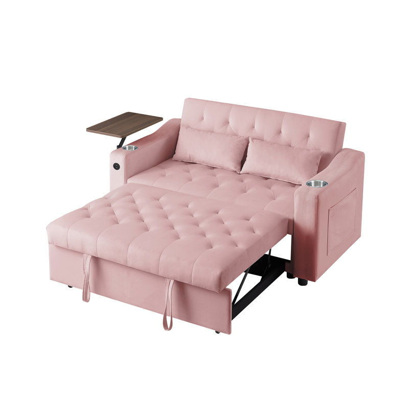 Canapés confortables en velours rose, style contemporain convertible pour la maison