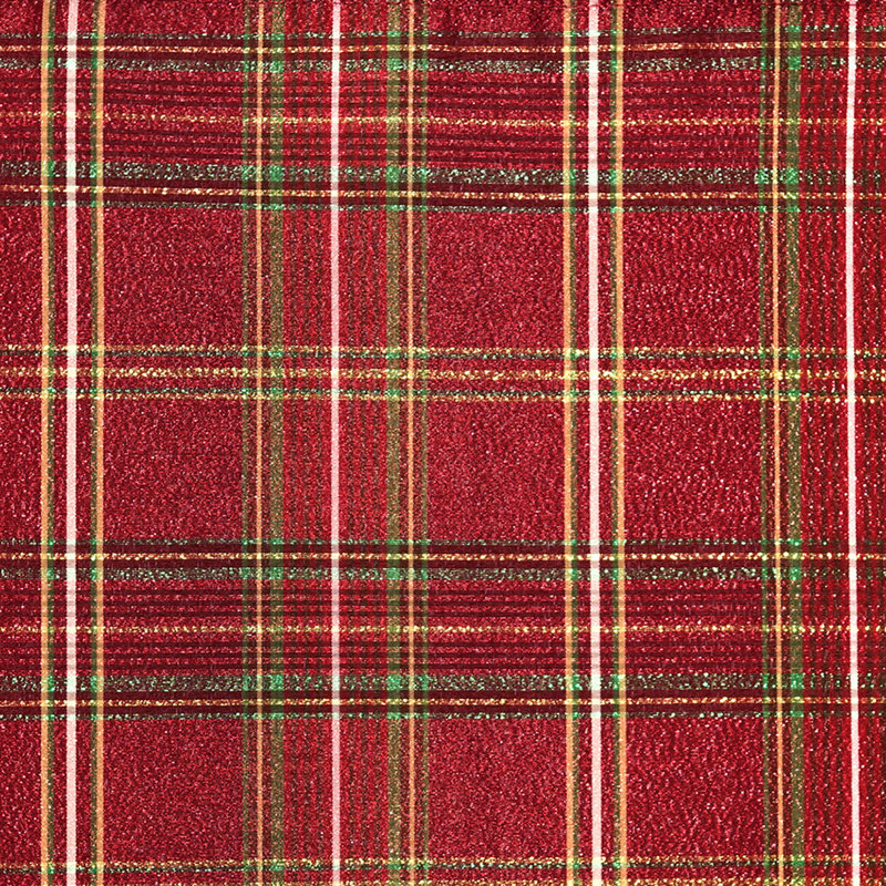 Red and Green Shimmering Plaid Holiday Fabric Tablecloth, 60" x 84"