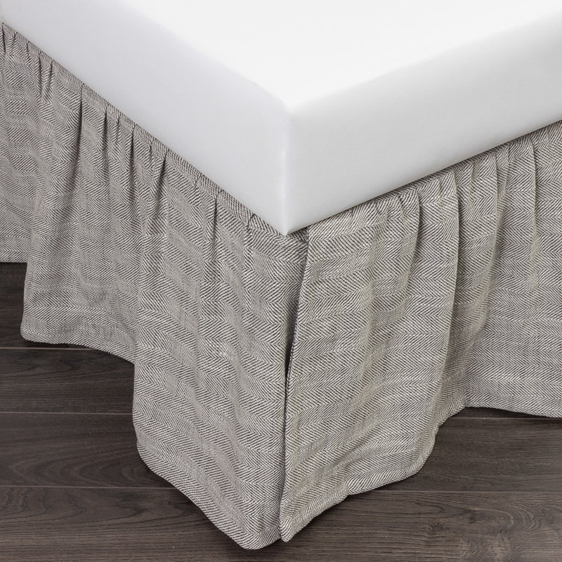 Pleated Bed Skirt, Gray, Queen