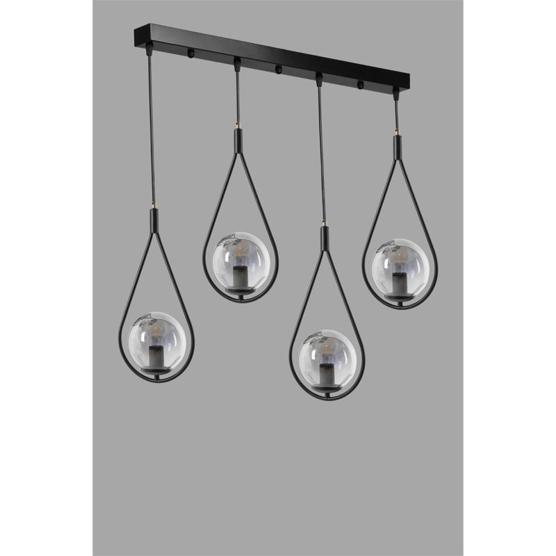 Baret 4 - Light Kitchen Island Pendant, Black, Smoke