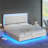 Tryston Floating Full Bed with LED Light, White-1649309778-1649309791