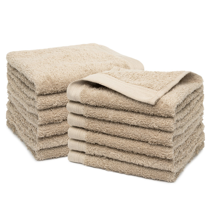 Graciela 12 Piece 100% Cotton Washcloth Set, Sand