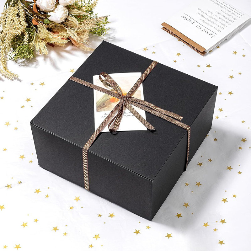 Pouces grandes boîtes-cadeaux avec couvercles 10 pièces, Noir
