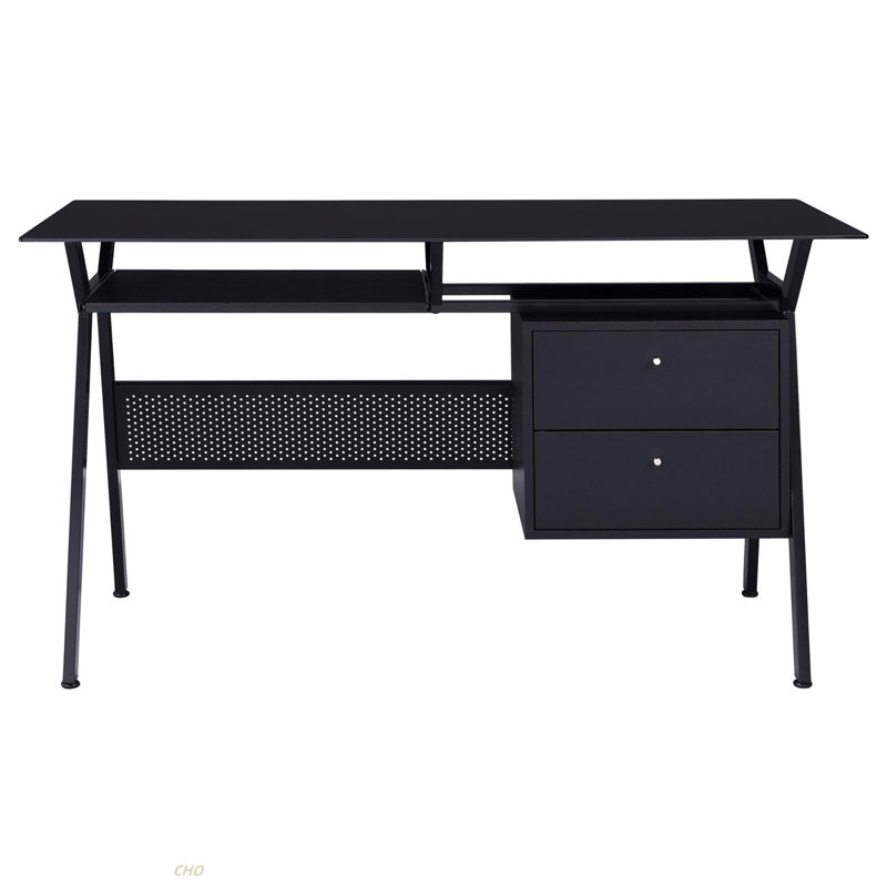 Bureau d'ordinateur noir à 2 tiroirs