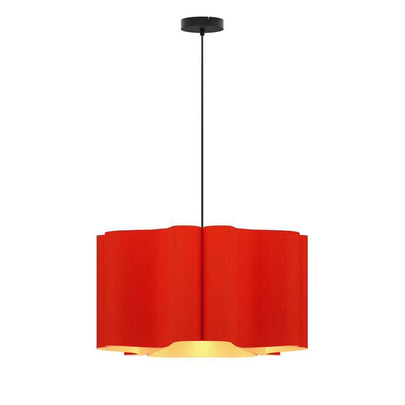 Luminaire suspendu Paulina, Rouge / frêne