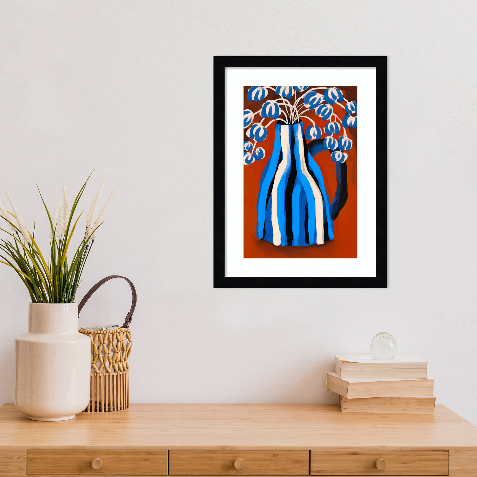 Galya "Striped Vase" Print by Treechild, Black, 17" H x 13" W