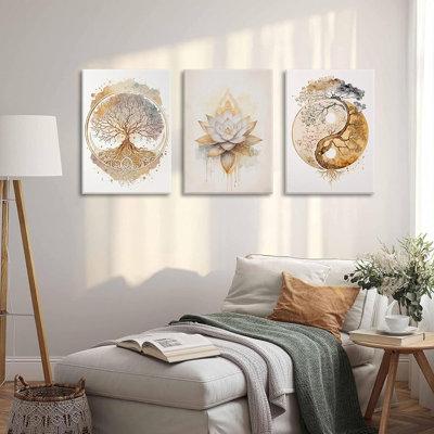 Arbre de vie, art mural toile zen, peinture, peinture murale, abstrait Yin Yang, reproduction d'art, affiche, œuvre d'art, salon, chambre de yoga, chambre à coucher, décoration de la maison