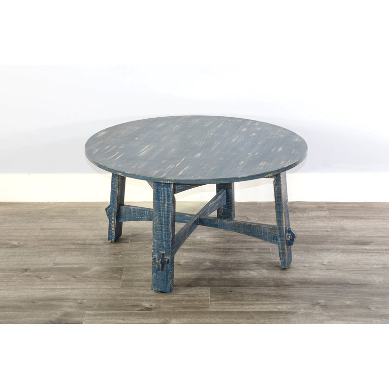 Solid Wood Single Coffee Table, Ocean Blue