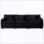 Canapé-lit modulaire avec 3 repose-pieds Coussins, canapé modulaire en chenille pour salon | Noir | Chenille