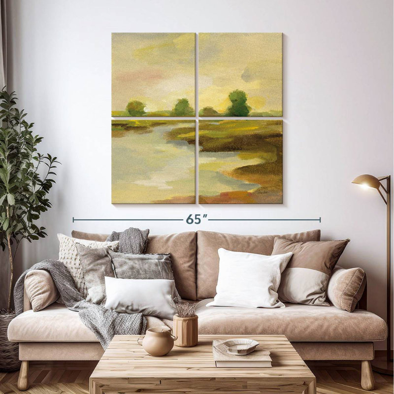 Avery Chartreuse Fields I, 45" H x 45" W