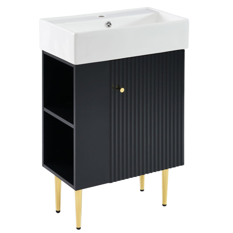 21.6"  Bathroom vanity, Black