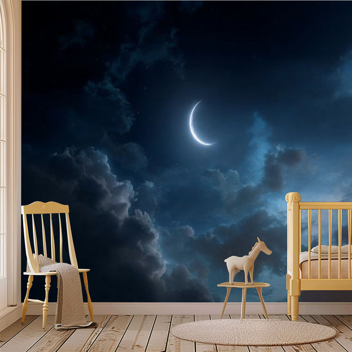 Latitude Run® Peel and Stick Wallpaper Wall Mural New moon night sky ...