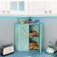 Boîte à pain de coin, rangement de pain en bambou à double couche de comptoir, rangement pour pain de grande capacité, organisateur de boîte à pain de style campagnard (bleu antique)-1275869030