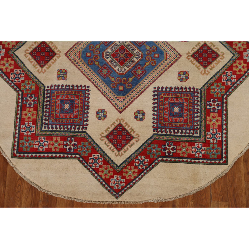 Geometric Kazak Round Area Rug 5x5