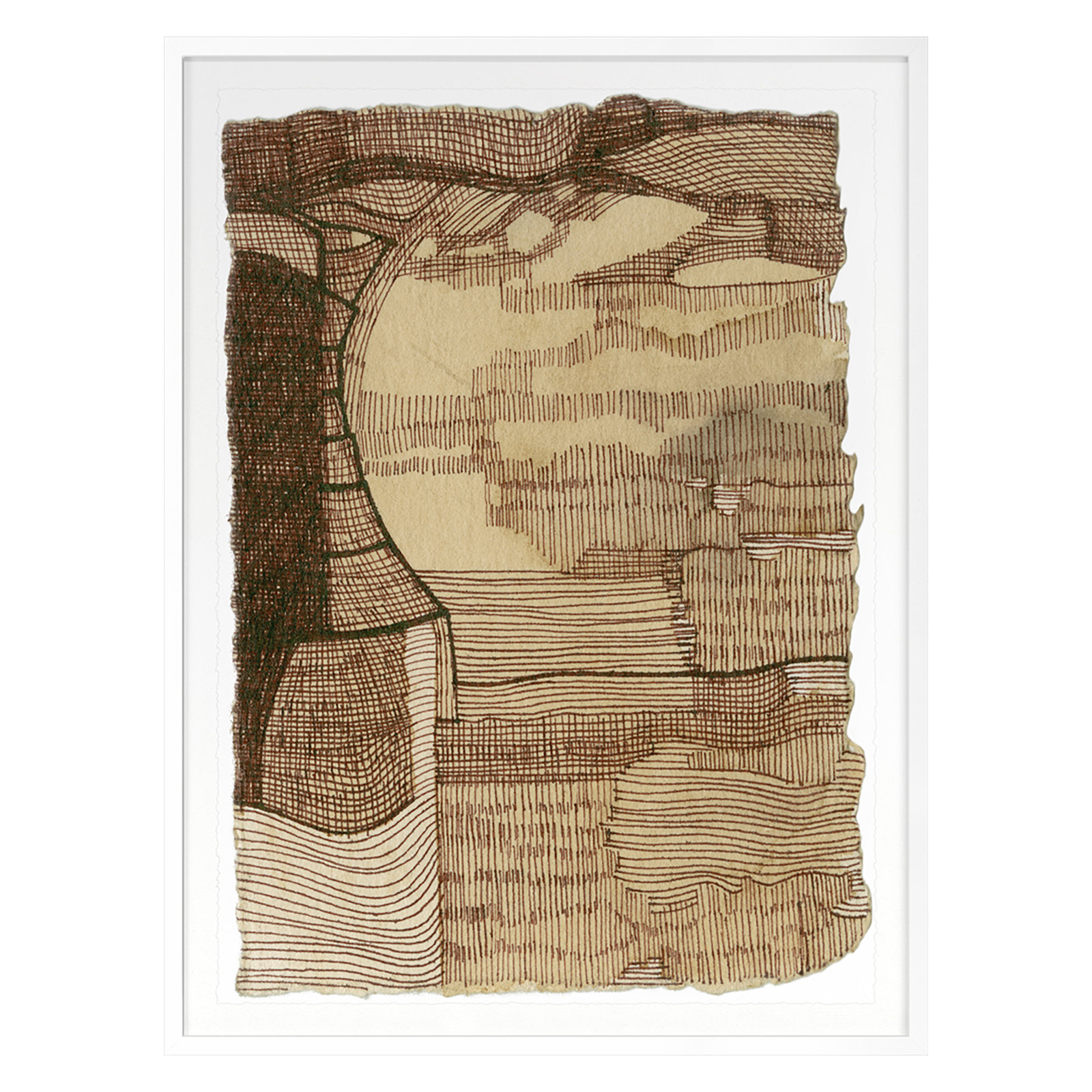 Coffee Drawing 5 by Renee Staeck, White, 40" H x 30" W x 1.25" D