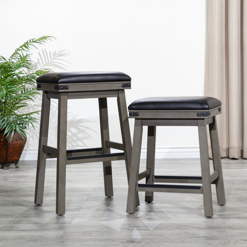 Tabouret de bar moderne et élégant avec siège en cuir de qualité supérieure et structure en bois franc robuste