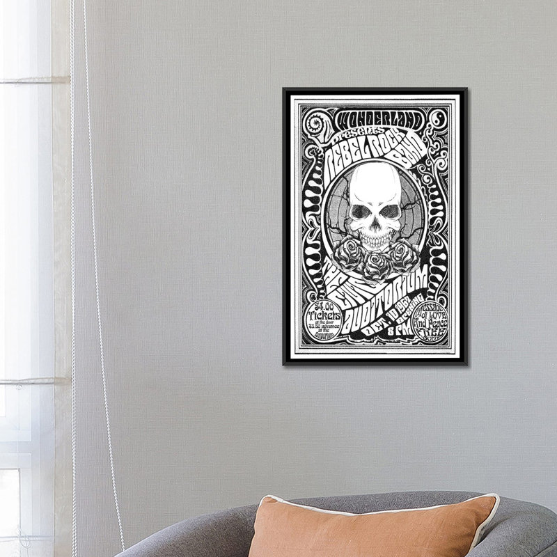 « rebel rock band », impression sur toile, H 60 po x l 40po x P 1,5 po, Toile avec cadre noir, Pas de tapis