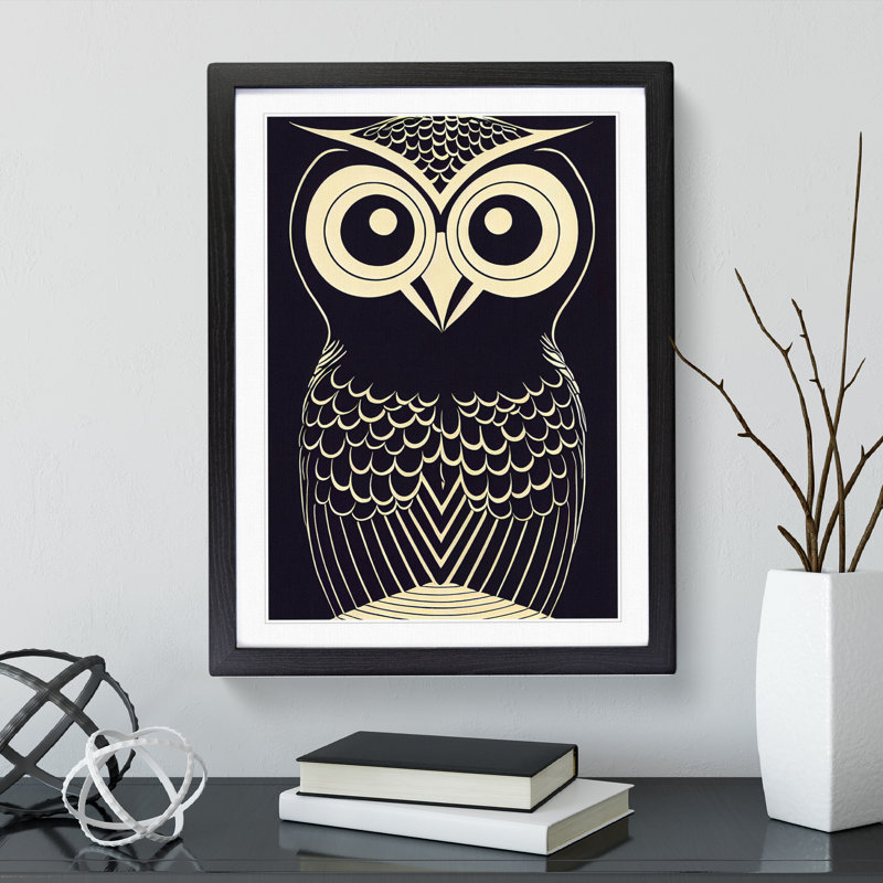 XV1022-579X An Eccentric Owl - Single Picture Frame Print, Black, 64cm H x 46cm W x 2cm D
