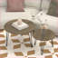 Ensemble de 2 tables basses gigognes ronds peu encombrantes, plateau en MDF brun Cadre en métal pour petits espaces-144986220