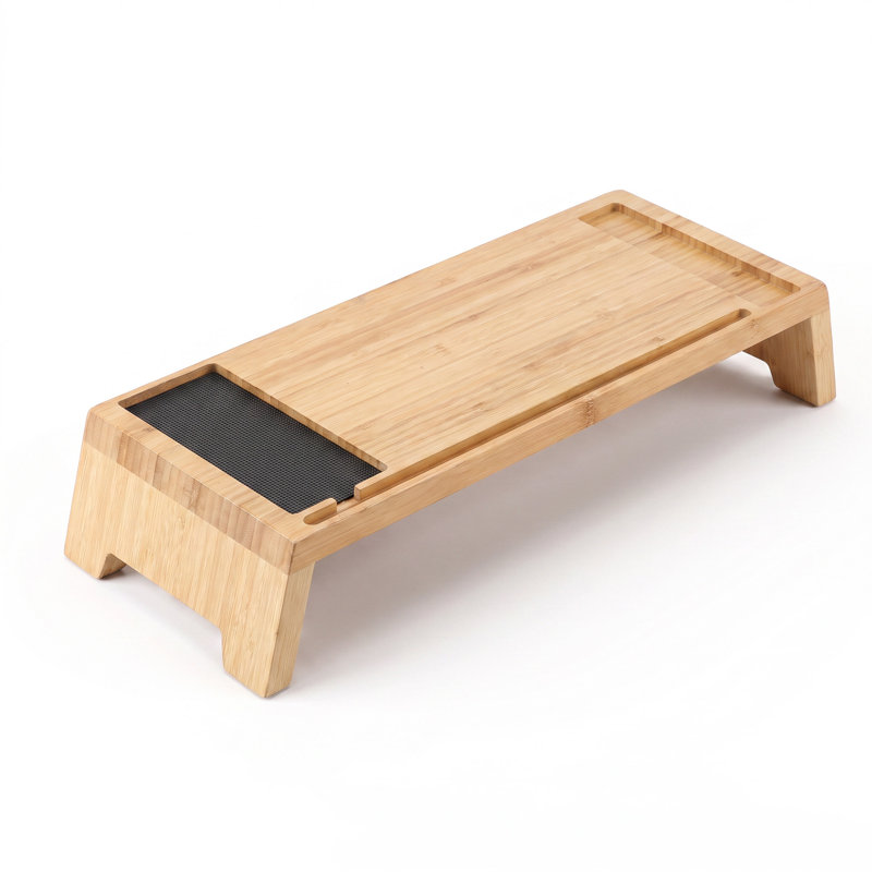 Bamboo Monitor Stand Riser, 22 Inch Desktop Shelf for Monitor/Laptop - Natural Solid Wood Desk Shelf & Workspace Organizer - Natural Wood Color