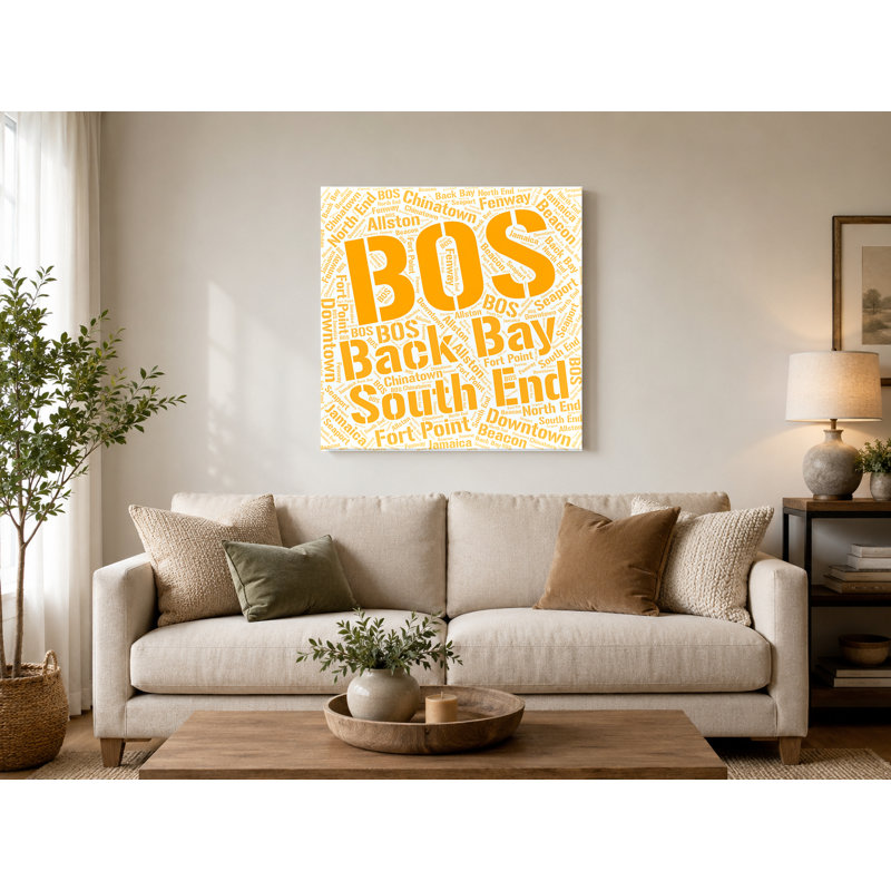«Boston Neighbours», art mural sur toile - orange, H 12 po x l 12 po